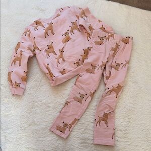 Kids Pink Deer Print Pajama Set